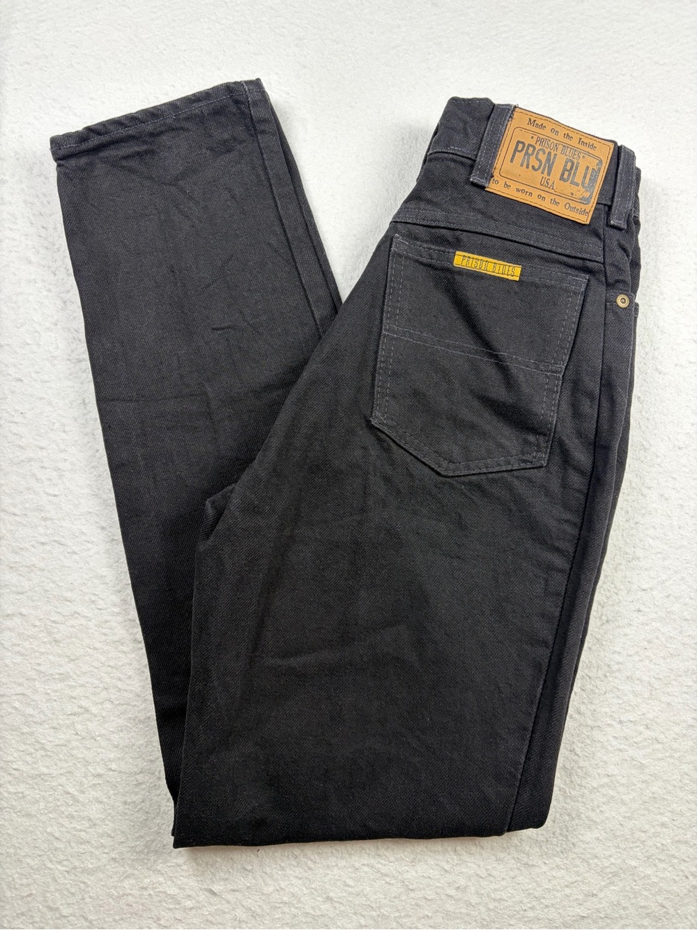 Prison Blues Women's Size 7 Black Rigid Denim Work Jeans High Rise USA Made